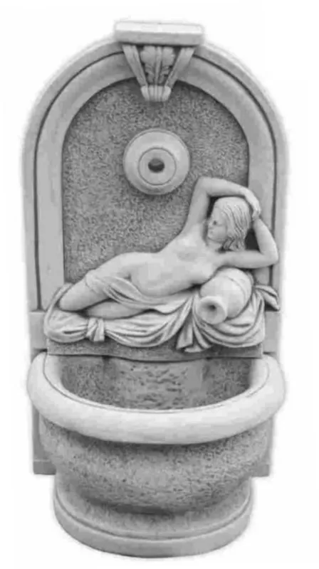 Casa Padrino fuente de pared Art Nouveau mujer con jarra gris A. 110 cm - Fuente de jardín elegante - Fuente de piedra para decoración de jardín - Accesorios de Jardín Barrocos y Art Nouveau Highlight