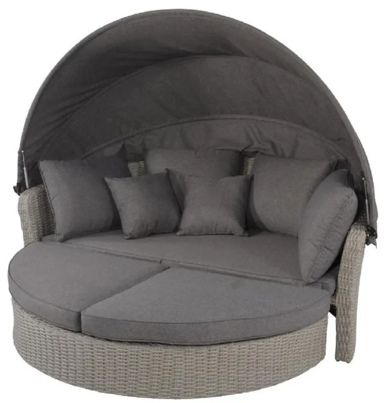 Neue Kollektion Casa Padrino isla tumbona de lujo gris oscuro / gris 200 x 182 x A. 161 cm - Sofá lounge resistente a la intemperie con toldo - Mobiliario de hotel de terraza de jardín moderno
