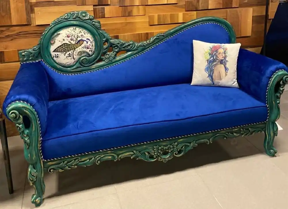 Sonderangebot Casa Padrino sofá barroco de lujo azul / multicolor / verde - Magnífico sofá de salón de estilo barroco - Muebles de salón barrocos
