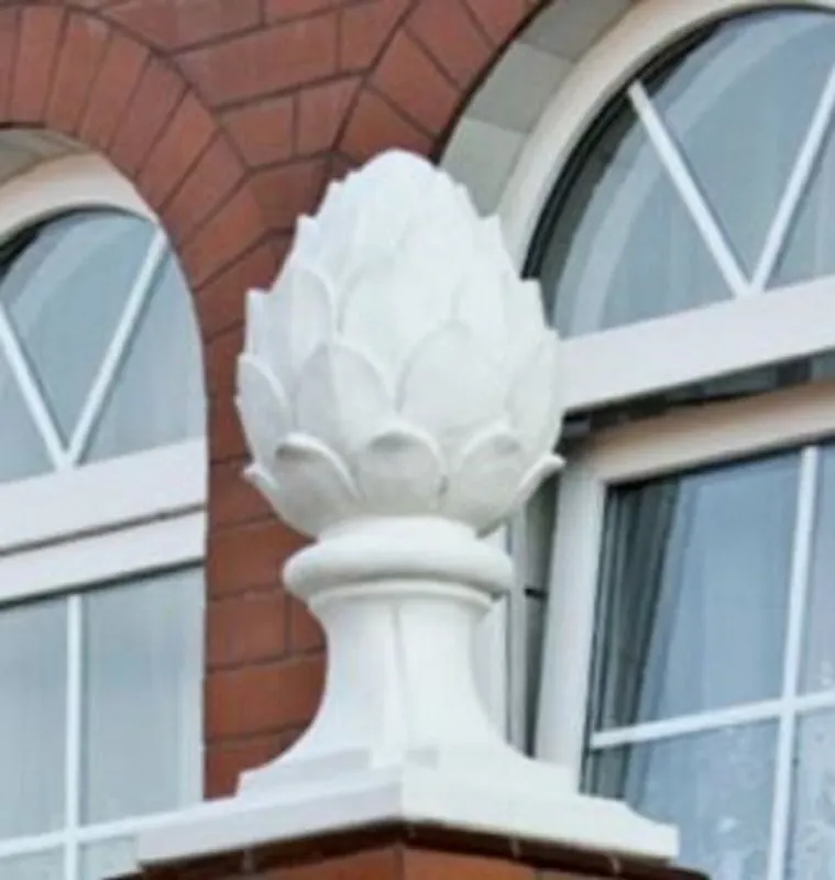 Schnäppchen Casa Padrino cono de pino decorativo Art Nouveau con base blanco 28 x 28 x A. 52 cm - Cono de piedra decorativo - Accesorios de Decoración de Jardín Barroco y Art Nouveau