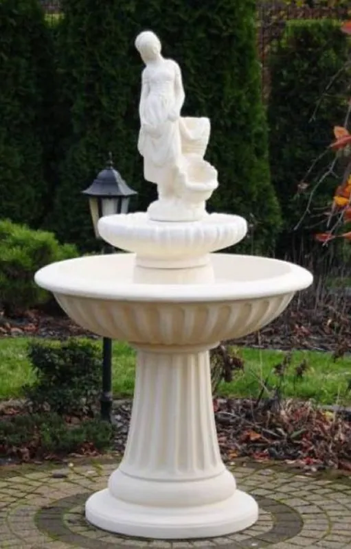 Casa Padrino fuente Art Nouveau dama blanco Ø 92 x A. 162 cm - Magnífica Fuente de Jardín - Fuente de Decoración de Jardín - Accesorios de Decoración de Jardín Barroco y Art Nouveau Sichere Zahlung
