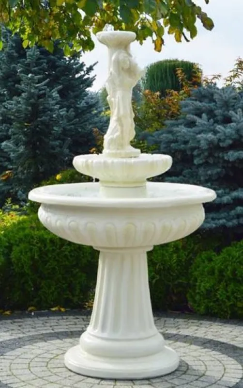 Casa Padrino fuente Art Nouveau dama blanco Ø 94 x A. 164 cm - Magnífica Fuente de Jardín - Fuente de Decoración de Jardín - Accesorios de Decoración de Jardín Barroco y Art Nouveau Finale Aktion