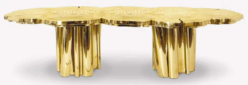 Solange Der Vorrat Reicht Casa Padrino mesa de comedor de lujo oro 270 x 133 x A. 76 cm - Mesa de cocina moderna de metal macizo - Muebles de comedor de lujo - Calidad de Lujo
