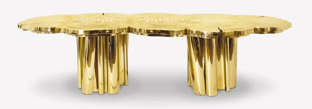 Casa Padrino mesa de comedor de lujo oro 230 x 133 x A. 76 cm - Mesa de cocina moderna de metal macizo - Muebles de comedor de lujo - Calidad de Lujo Direkt Vom Hersteller
