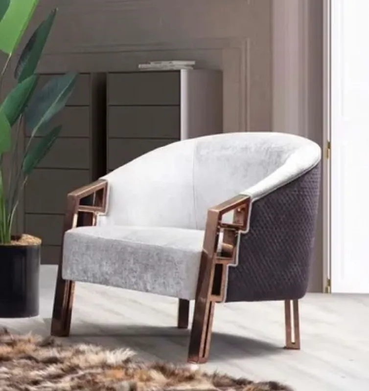 Zertifiziert Casa Padrino sillón de lujo plata / púrpura / cobre 80 x 80 x A. 90 cm - Sillón de salón moderno - Muebles de salón de lujo