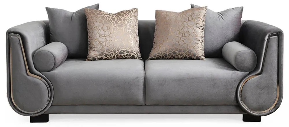 Casa Padrino Sofá de 3 Plazas de Lujo Gris / Plata / Negro - Sofá de Salón Elegante - Muebles de Salón de Lujo - Colección de Lujo Sofort Bestellen