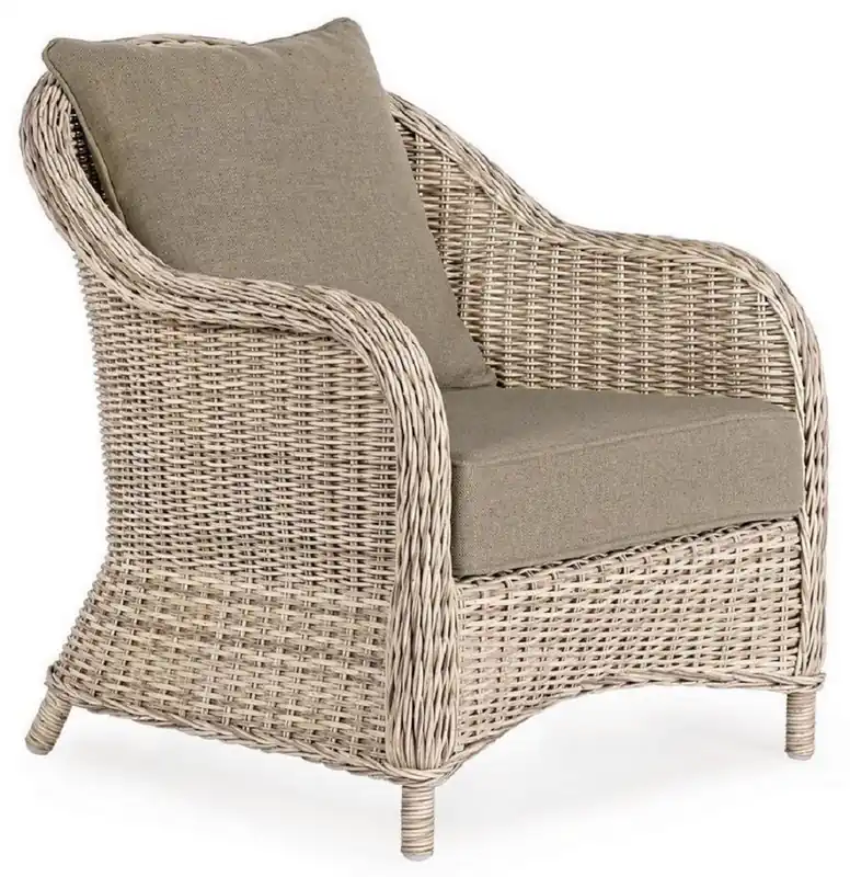 Rabatt Casa Padrino sillón de jardín de lujo natural / gris 75 x 82 x A. 83 cm - Sillón de jardín y terraza resistente a la intemperie - Muebles de Jardín y Terraza - Calidad de Lujo