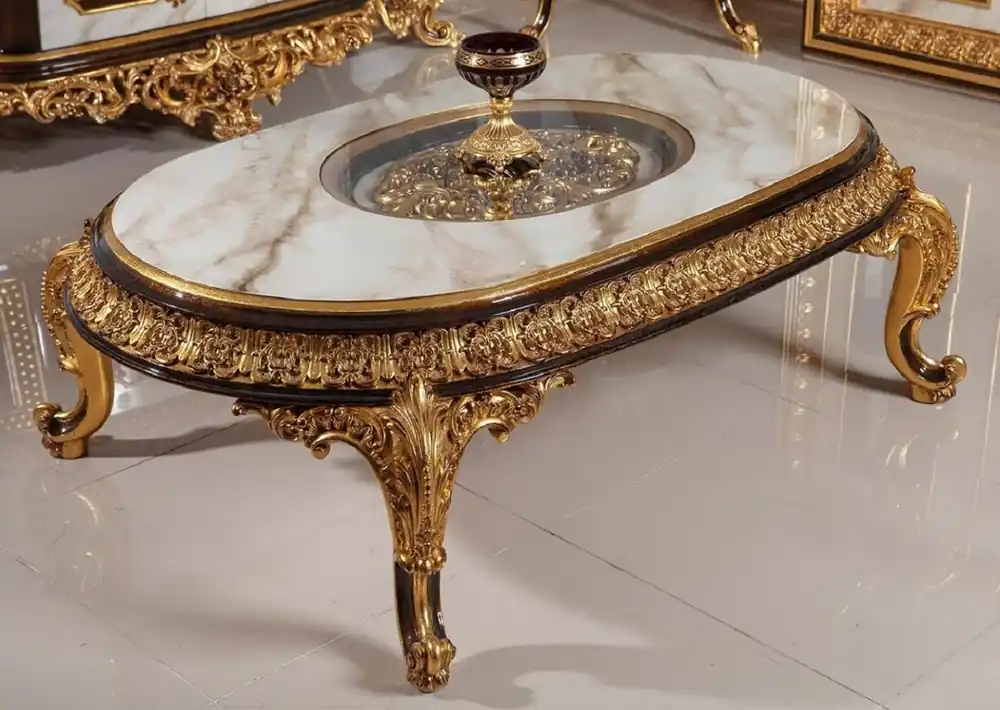 Billig Casa Padrino mesa de centro barroco de lujo con tapa de vidrio blanco / marrón oscuro / oro - Magnífica mesa de salón de estilo barroco - Muebles de salón barrocos - Noble y Magnífico