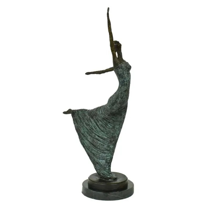 Neue Kollektion Casa Padrino escultura de bronce Art Nouveau de lujo bailarina bronce verde antiguo sobre base de mármol H 53,5 cm - figura de bronce - figura decorativa - accesorios decorativos