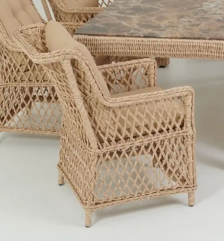 Sonderangebot Casa Padrino conjunto de 6 sillas de jardín de lujo natural / beige 57 x 61 x A. 80 cm - Sillas de ratán con reposabrazos y cojines - Muebles de jardín y terraza modernos de ratán