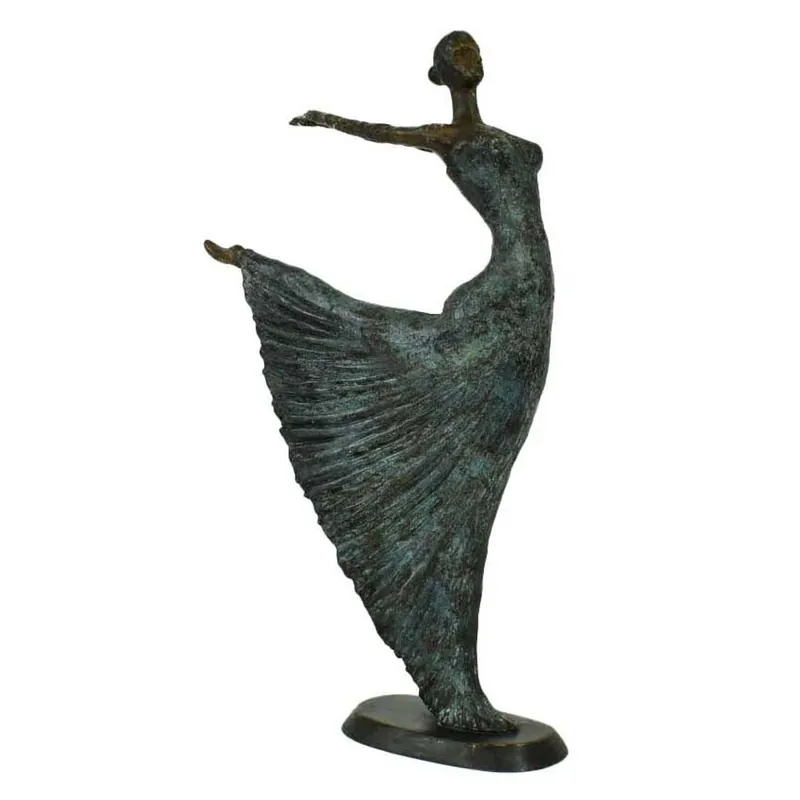 Casa Padrino escultura de bronce Art Nouveau de lujo bailarina bronce verde antiguo sobre base de mármol H 63 cm - figura de bronce - figura decorativa - accesorios decorativos Preis Gesenkt