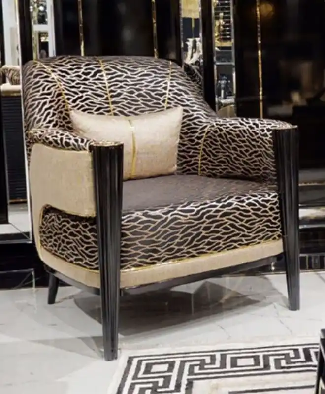 Casa Padrino sillón de lujo oro / negro - Sillón de salón y hotel noble - Muebles de salón y hotel - Calidad de Lujo Sichere Zahlung