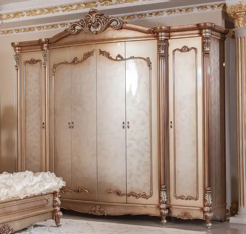 Casa Padrino armario de dormitorio barroco de lujo cobre / plata - Magnífico guardarropa de madera maciza con 6 puertas - Muebles de dormitorio y hotel barroco - Noble y Magnífico Billig