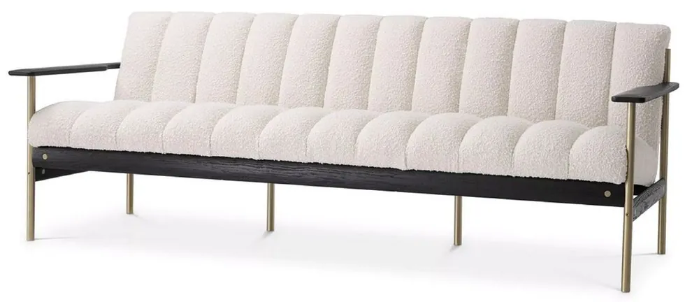 Bestpreis Casa Padrino Sofá de Salón de Lujo Crema / Latón / Negro 200 x 78 x A. 73 cm - Sofá de Salón Moderno - Muebles de Salón y Hotel de Lujo - Calidad de Lujo