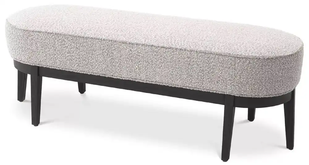 Billig Casa Padrino banco de lujo gris / negro 132 x 45 x A. 47 cm - Banco de salón tapizado - Muebles de Sala de Estar - Muebles de Hotel - Colección de Lujo
