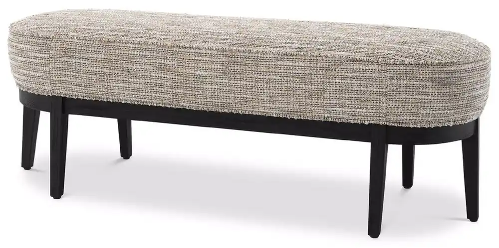 Casa Padrino banco de lujo beige / negro 132 x 45 x A. 47 cm - Banco de salón tapizado - Muebles de Sala de Estar - Muebles de Hotel - Colección de Lujo Ausverkauf