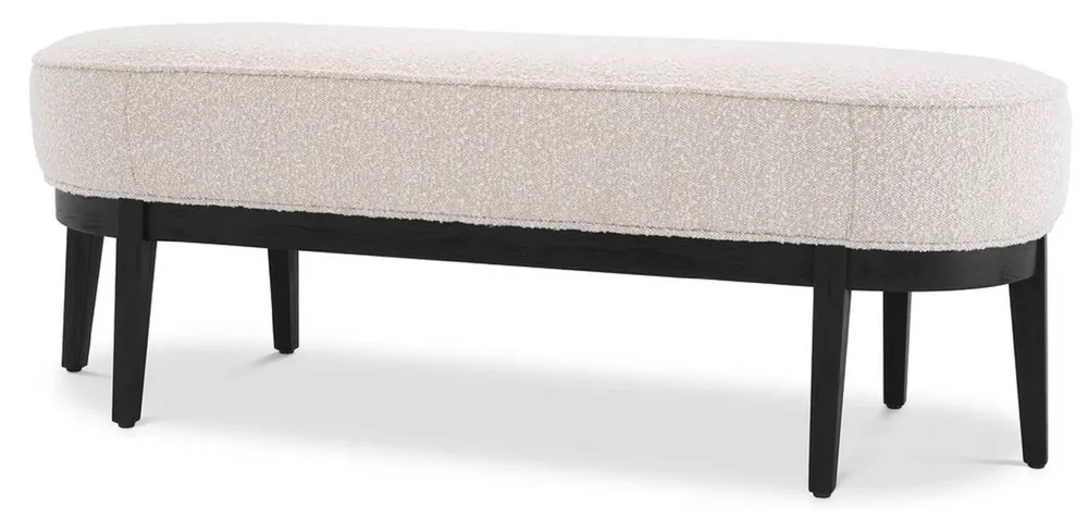 Bestseller Casa Padrino banco de lujo crema / negro 132 x 45 x A. 47 cm - Banco de salón tapizado - Muebles de Sala de Estar - Muebles de Hotel - Colección de Lujo