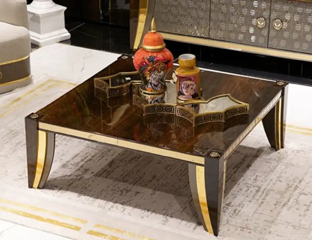 Direktkauf Casa Padrino mesa de centro de lujo marrón / oro - Mesa de sala de estar y hotel noble - Muebles de sala de estar y hotel - Calidad de Lujo
