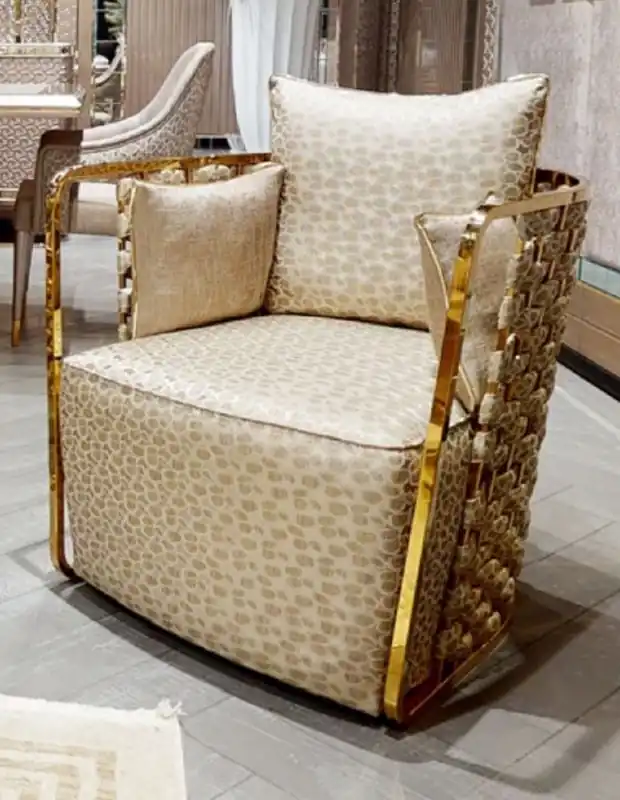 Casa Padrino sillón de lujo oro patrón / oro - Sillón de salón y hotel noble - Muebles de salón y hotel - Calidad de Lujo Preisreduziert