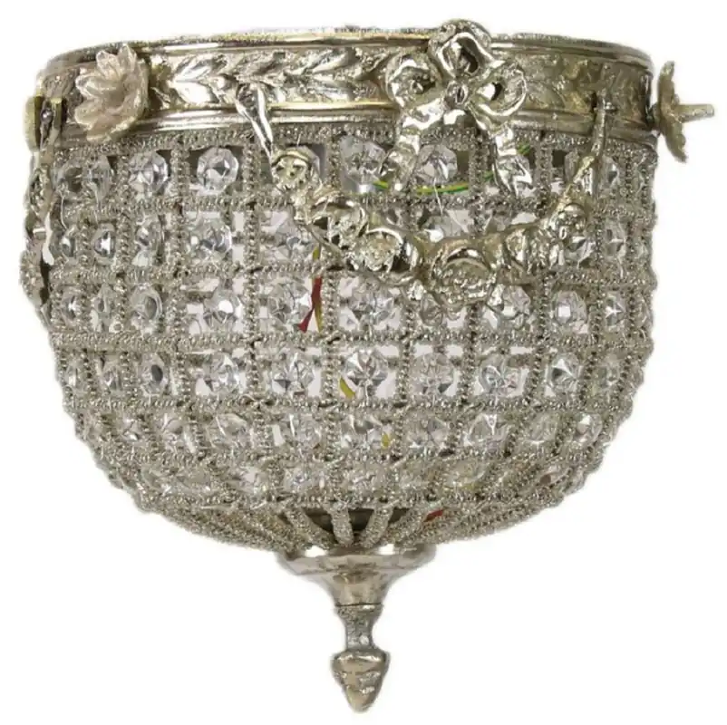 Preisknaller Casa Padrino lámpara de techo de cristal barroco plata Ø 20 cm - Lámpara de techo redonda de estilo barroco - Luces Barrocos - Noble y Magnífica