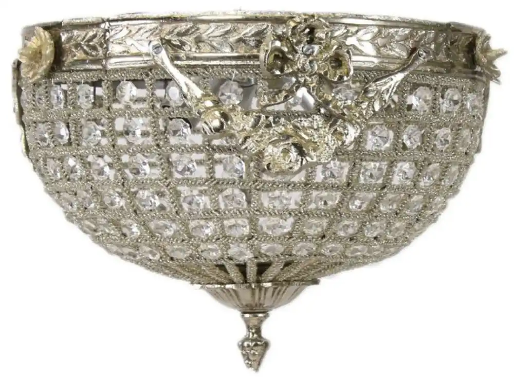 Casa Padrino lámpara de techo de cristal barroco plata Ø 30 cm - Lámpara de techo redonda de estilo barroco - Luces Barrocos - Noble y Magnífica Meistverkauft