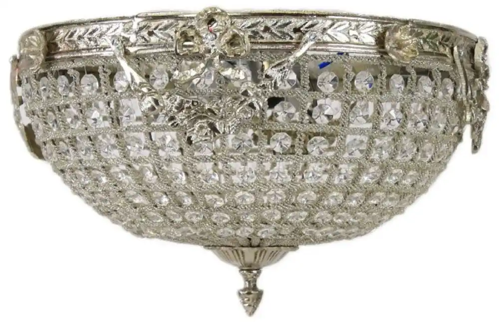 Angebot Casa Padrino lámpara de techo de cristal barroco plata Ø 40 cm - Lámpara de techo redonda de estilo barroco - Luces Barrocos - Noble y Magnífica