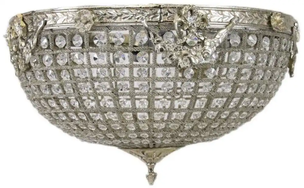 Casa Padrino lámpara de techo de cristal barroco plata Ø 50 cm - Lámpara de techo redonda de estilo barroco - Luces Barrocos - Noble y Magnífica Super-Preis