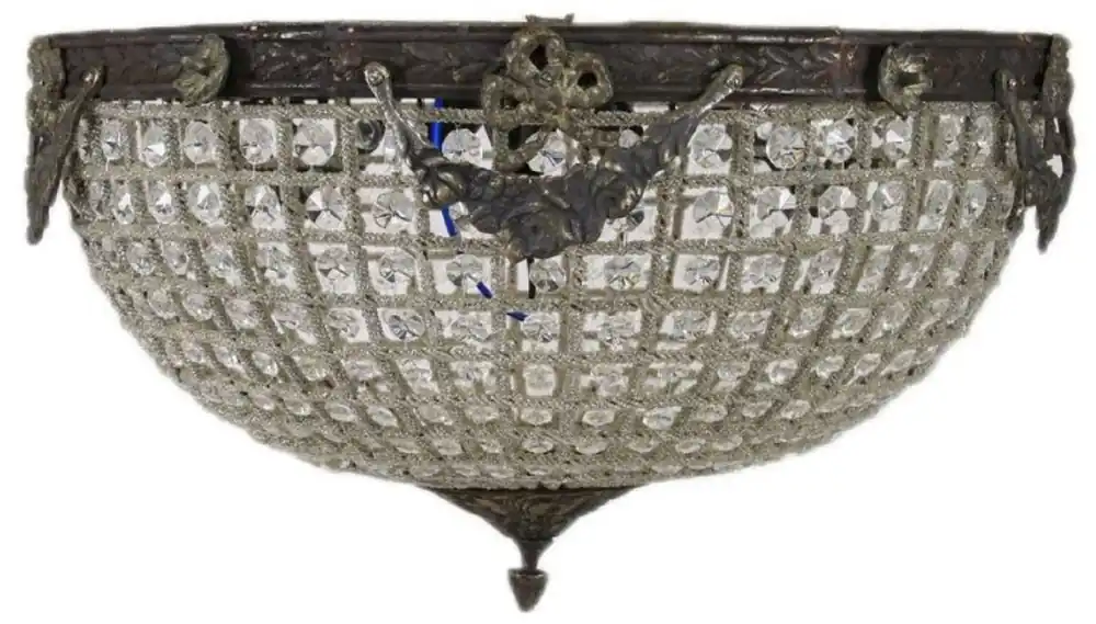 Casa Padrino lámpara de techo de cristal barroco oxidado Ø 50 cm - Lámpara de techo redonda de estilo barroco - Luces Barrocos - Noble y Magnífica Neuheit