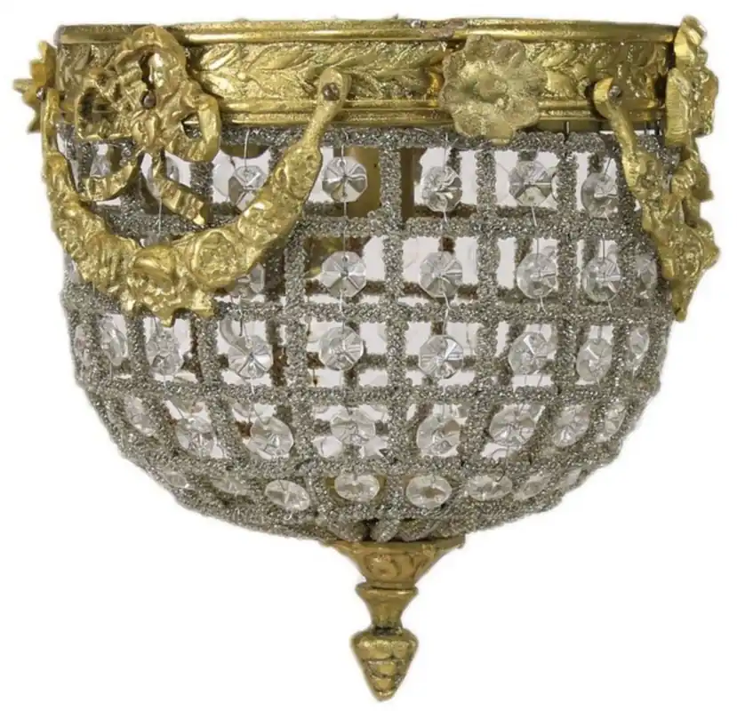 Casa Padrino lámpara de techo de cristal barroco oro Ø 20 cm - Lámpara de techo redonda de estilo barroco - Luces Barrocos - Noble y Magnífica Knallerangebot