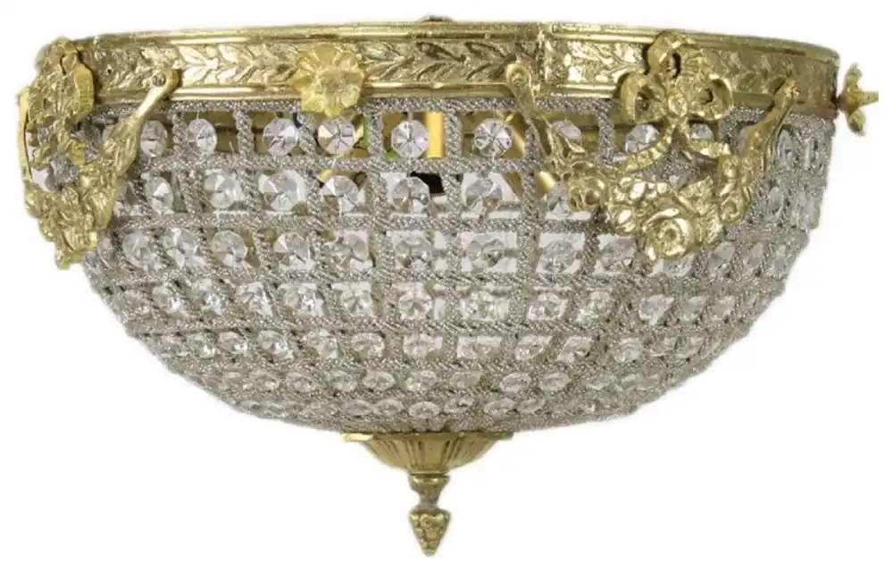 Casa Padrino lámpara de techo de cristal barroco oro Ø 40 cm - Lámpara de techo redonda de estilo barroco - Luces Barrocos - Noble y Magnífica Neue Ware