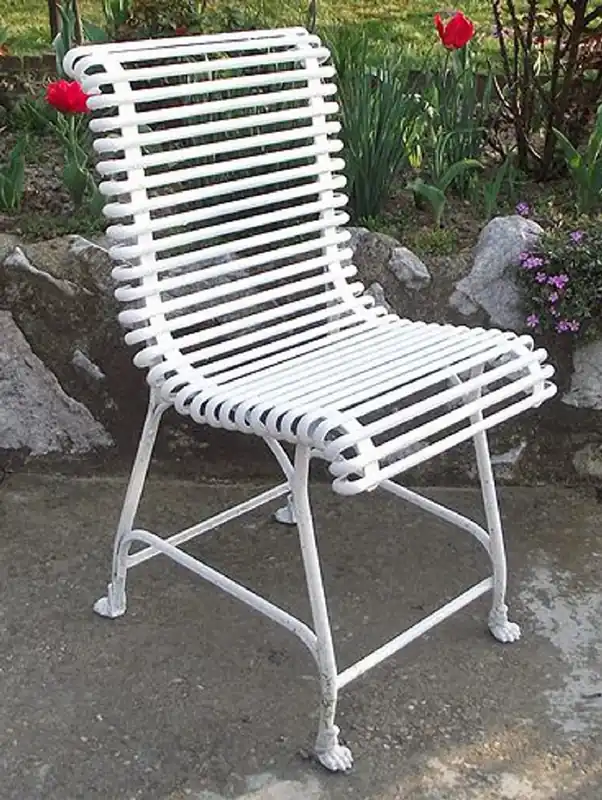 Billig Casa Padrino silla de jardín Art Nouveau blanco 44 x 50 cm - Silla de hierro forjado hecho a mano con pies con garras - Muebles de hierro forjado de jardín y terraza nostálgicos
