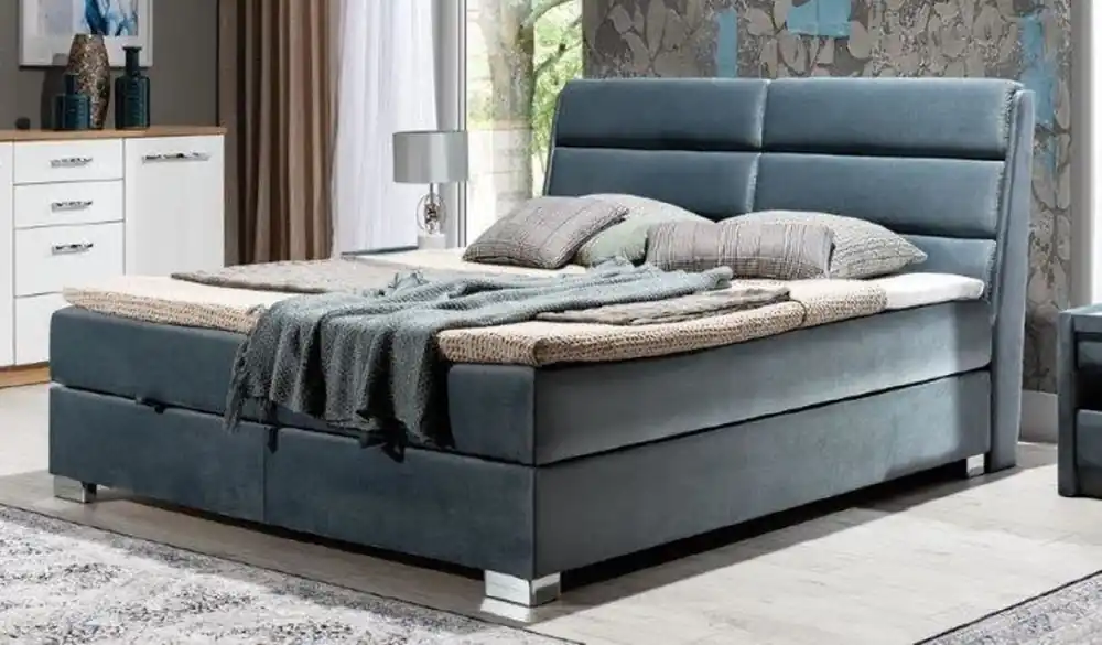 Casa Padrino Cama Matrimonial de Lujo Gris / Plata - Cama Moderna de Madera Maciza con Cabecero y Colchón - Muebles Dormitorio Modernos - Colección de Lujo Preiswert