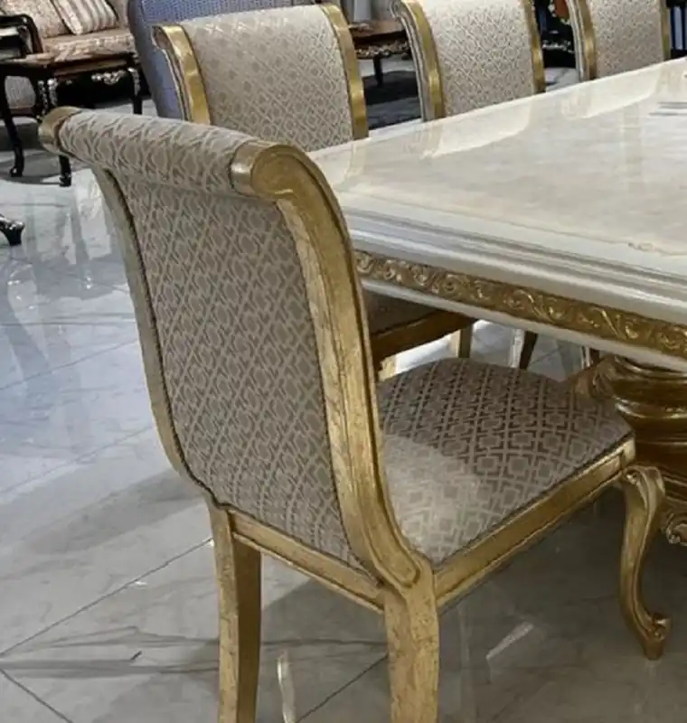 Casa Padrino conjunto de sillas de comedor barroco de lujo oro patrón / oro antiguo - Conjunto de 6 sillas de cocina hechas a mano - Magníficos muebles de comedor barrocos Preisreduziert