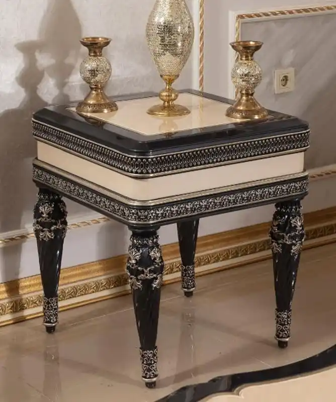 Schneller Versand Casa Padrino mesa auxiliar barroco de lujo beige / negro / oro - Magnífica mesa de madera maciza en estilo barroco - Muebles de salón barrocos - Noble y Magnífica