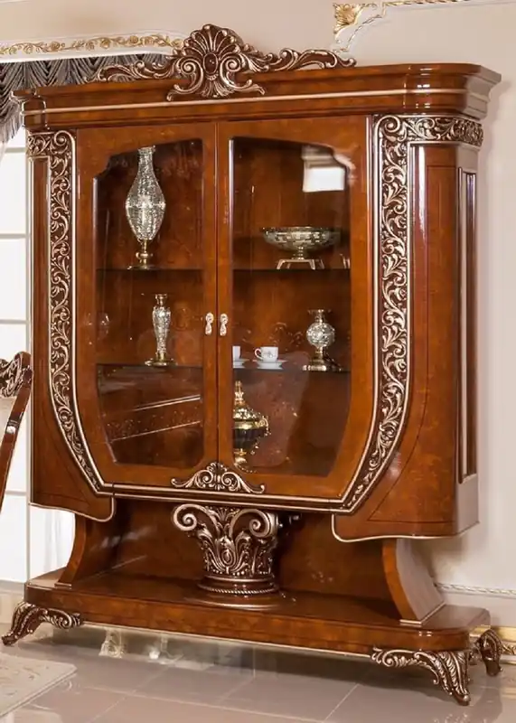 Super-Preis Casa Padrino vitrina barroco de lujo marrón / bronce - Magnífica vitrina de madera maciza con 2 puertas de vidrio - Muebles Barroco Hechos a Mano - Noble y Magnífico
