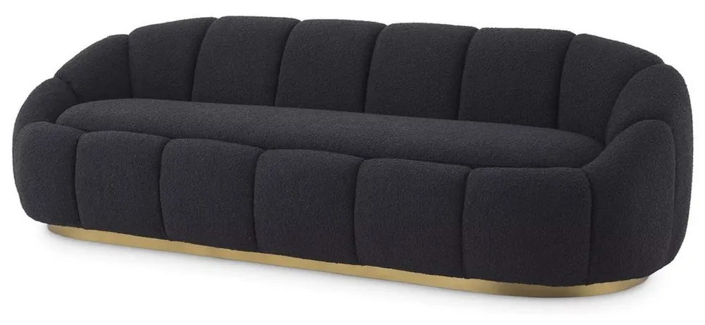 Highlight Casa Padrino sofá de lujo negro / latón 230 x 80 x A. 71 cm - Sofá de Salón y Hotel - Muebles de Salón y Hotel - Calidad de Lujo