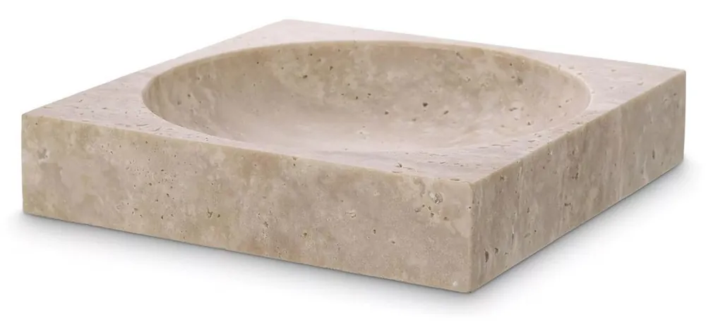 Direktkauf Casa Padrino cuenco de lujo beige 25 x 25 x A. 5 cm - Cuenco decorativo moderno hecho de piedra natural travertino - Accesorios de Decoración para Hoteles y Restaurantes - Calidad de Lujo