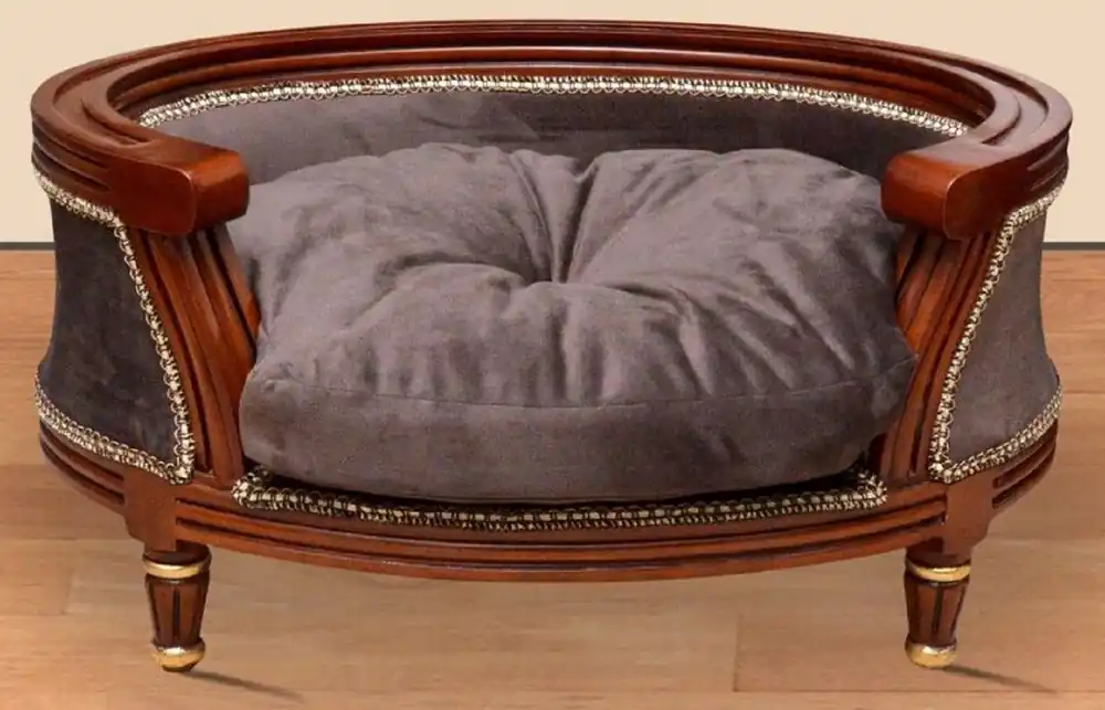 Nur Für Kurze Zeit Casa Padrino cama para perros barroco marrón real / marrón / oro - Muebles barrocos para perros - Muebles barrocos para mascotas - Muebles de estilo barroco