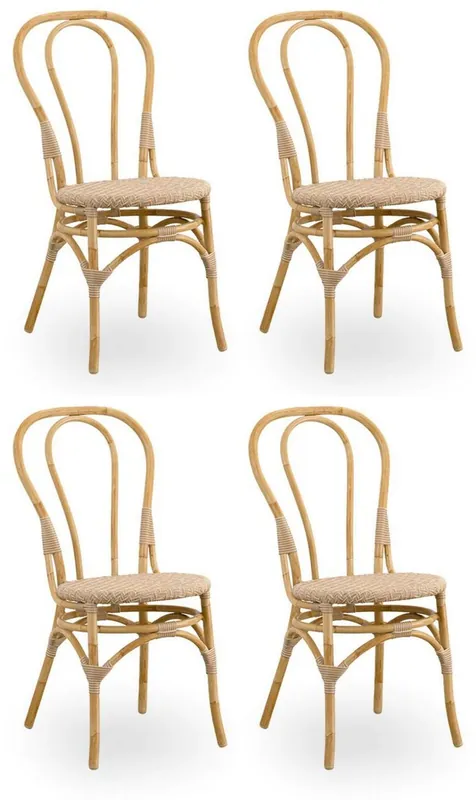 Casa Padrino conjunto de 4 sillas de jardín de lujo natural 45 x 56 x H. 88 cm - Muebles de jardín y terraza modernos en ratán - Calidad de Lujo Heißes Angebot