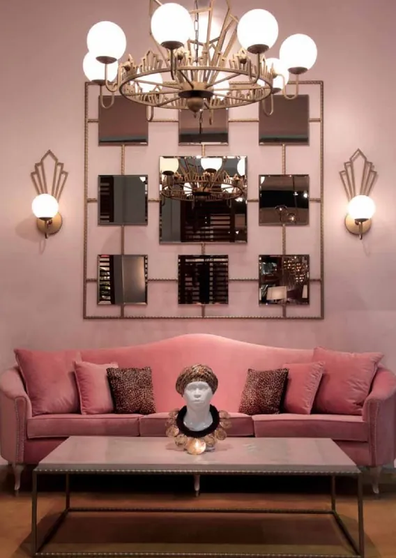 Casa Padrino sofá de terciopelo barroco de lujo rosa / gris 280 x 90 x A. 100 cm - Noble sofá de salón con cojines decorativos - Muebles de salón barrocos - Calidad de Lujo Markenware