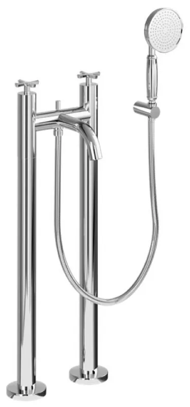 Casa Padrino grifo de bañera de lujo plata - Grifo de bañera independiente de latón con ducha de mano - Accesorios de Baño de Lujo Billig