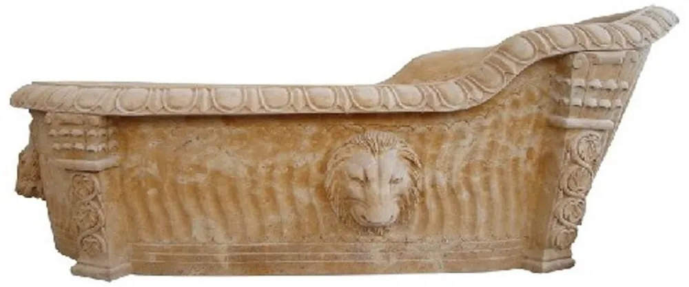 Casa Padrino bañera barroco de lujo cabeza de león amarillo 180 x 95 x A. 75 cm - Bañera independiente de mármol - Accesorios de baño barrocos - Noble y Magnífico Neu