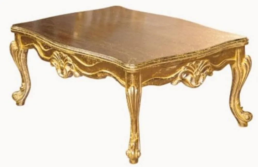 Casa Padrino mesa de centro barroco de lujo oro - Mesa de salón de madera maciza hecha a mano - Muebles de salón de estilo barroco - Noble y Magnífica Echt
