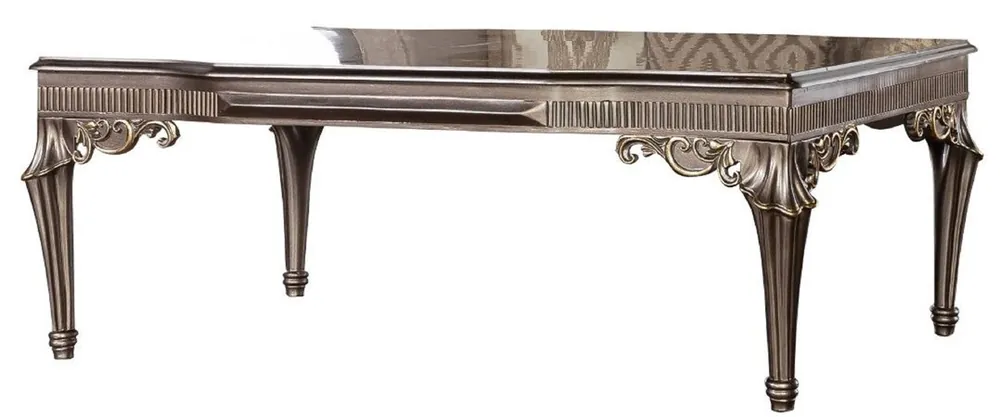 Markenware Casa Padrino mesa de centro barroco de lujo plata / oro - Mesa de centro de madera maciza hecha a mano de estilo barroco - Magníficos muebles de salón barrocos