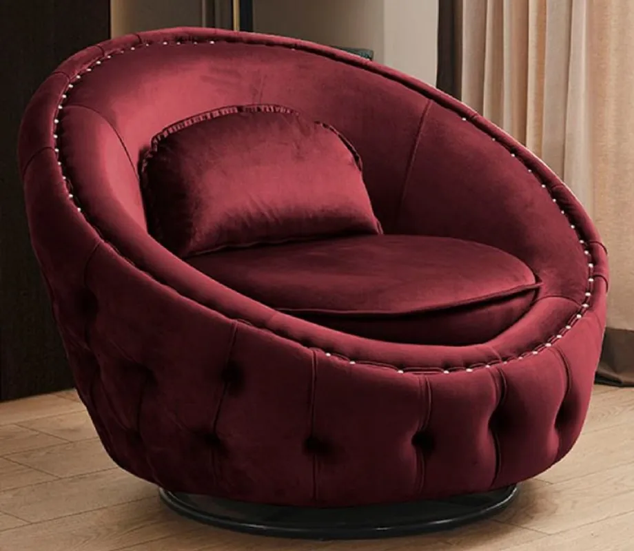 Beliebt Casa Padrino sillón giratorio Chesterfield de lujo rojo burdeos Ø 90 cm - Sillón de Salón Moderno Chesterfield - Muebles de Salón Chesterfield de Lujo