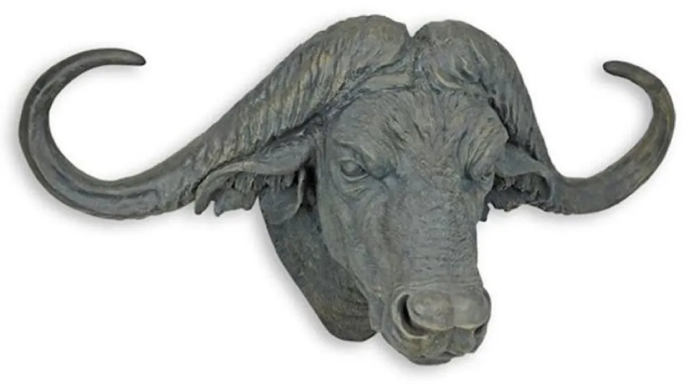 Expressversand Casa Padrino escultura de decoración de pared de resina sintética cabeza de búfalo gris 101 x A. 52 cm - Figura decorativa - Figura animal - Decoración Salón