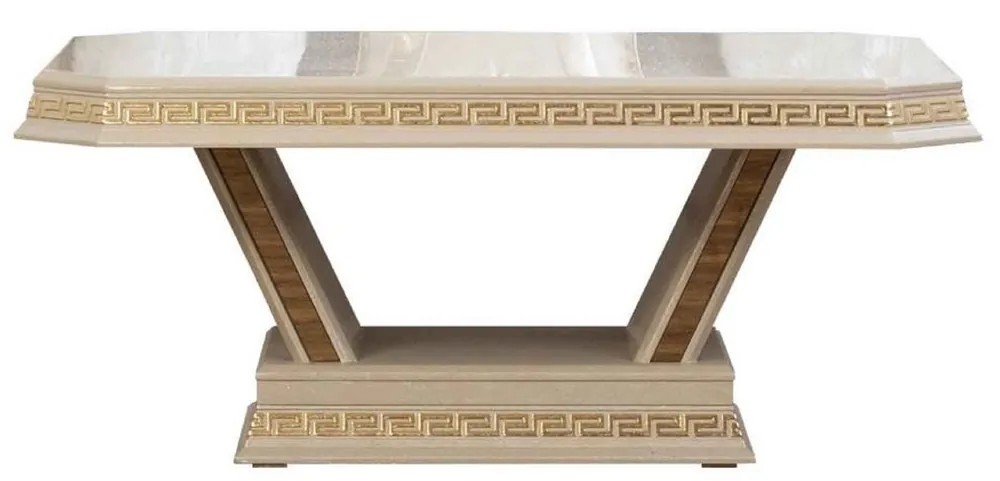 Jetzt Kaufen Casa Padrino mesa de centro Art Deco de lujo crema / oro - Mesa de salón de madera maciza hecha a mano - Muebles de Salón Art Deco