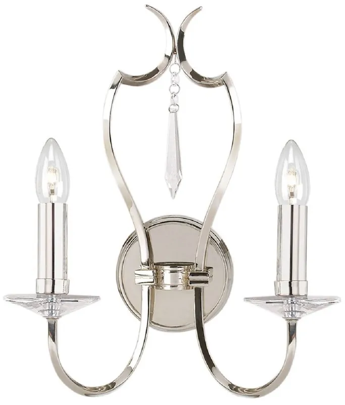 Sale Casa Padrino lámpara de pared doble Art Nouveau plata 36 x 19 x A. 41 cm - Lámpara de pared elegante para hotel y restaurante - Lámparas de Pared Barrocos y Art Nouveau