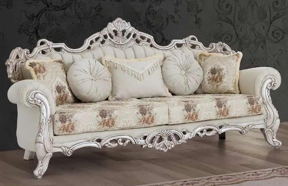 Casa Padrino sofá barroco de lujo crema / beige / multicolor / blanco antiguo - Magnífico sofá de salón con patrón elegante - Muebles de salón barrocos Solange Der Vorrat Reicht