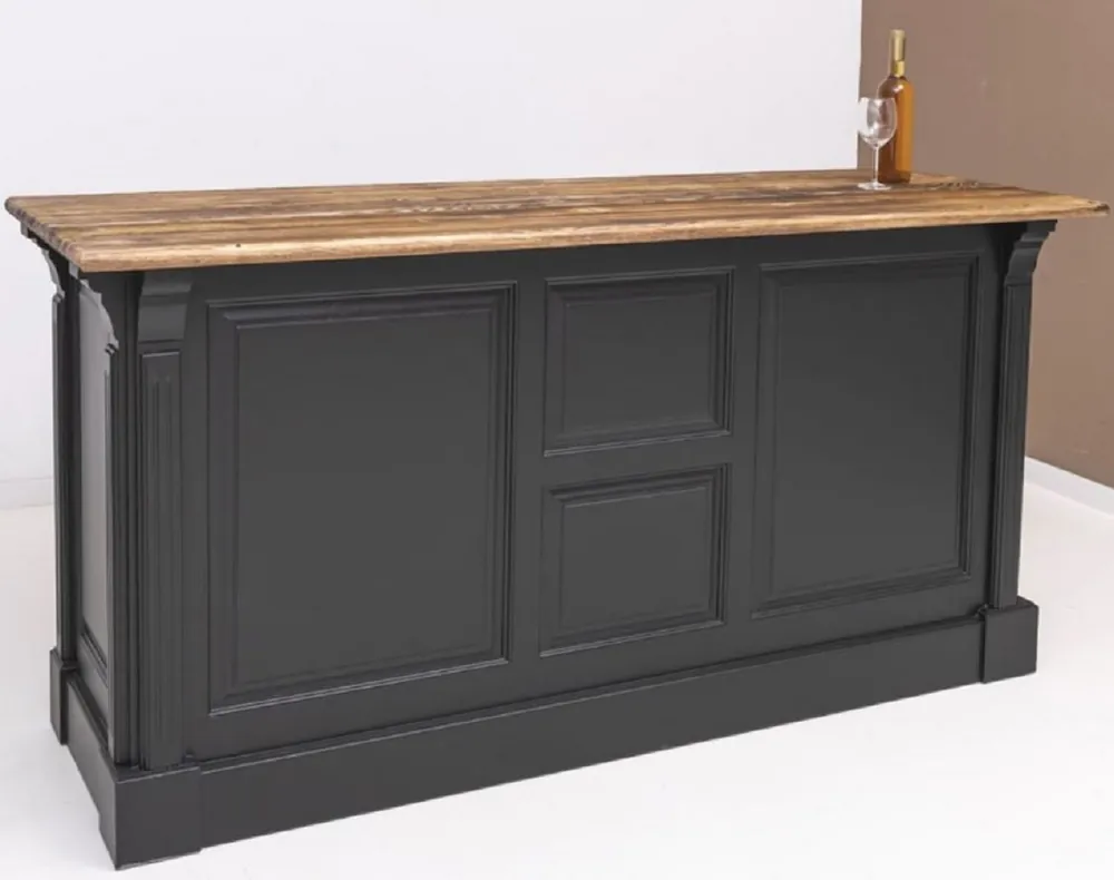 Top-Angebot Casa Padrino barra de bar de estilo campestre negro / marrón 191 x 68 x A. 95 cm - Mesa de bar de madera maciza - Muebles de bar de madera maciza en estilo campestre